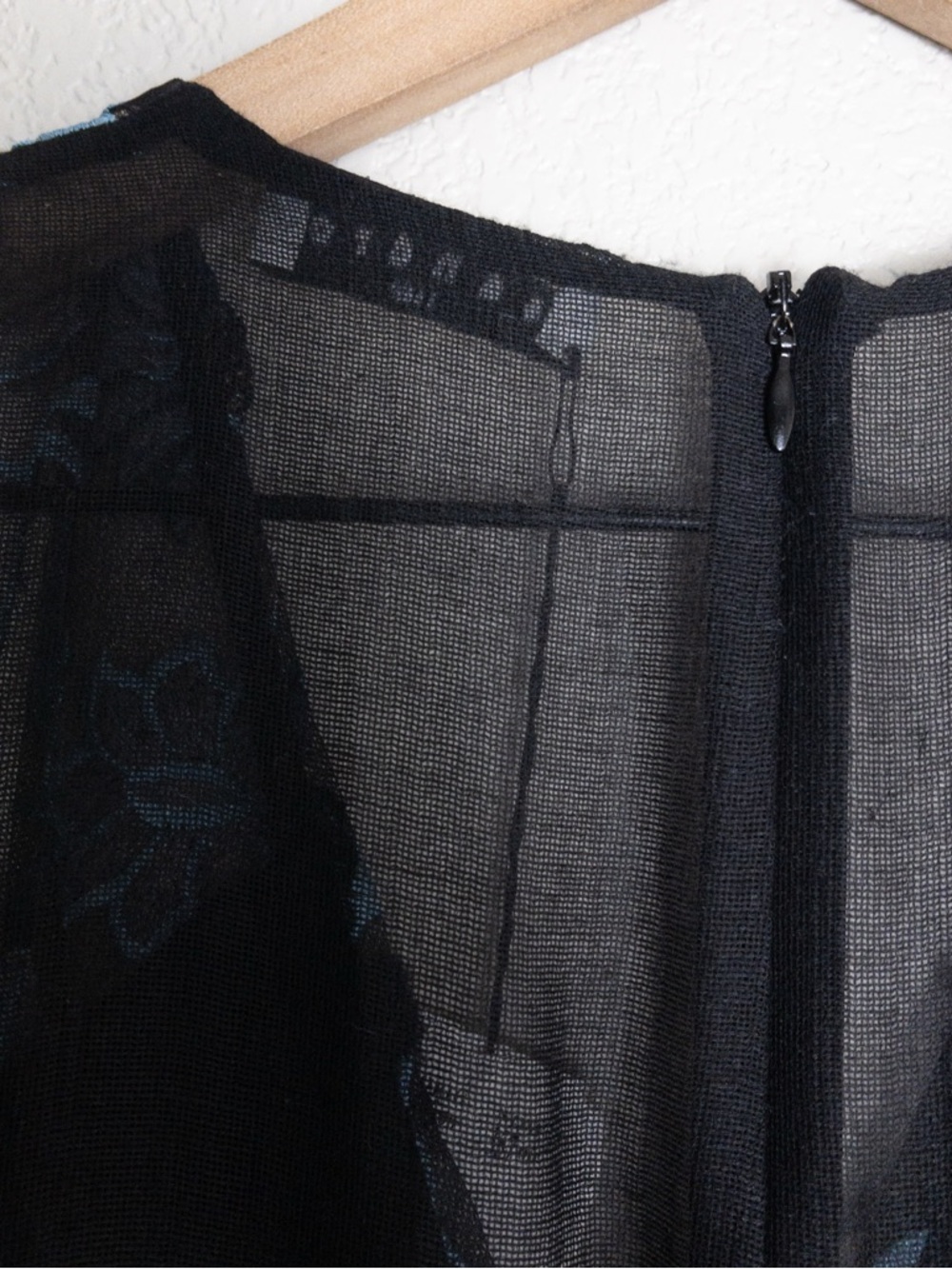 NWT Sandro Floral Embroidered Midi Dress 2 Black Blueshine Mesh Sheer Sleeveless - Picture 11 of 14